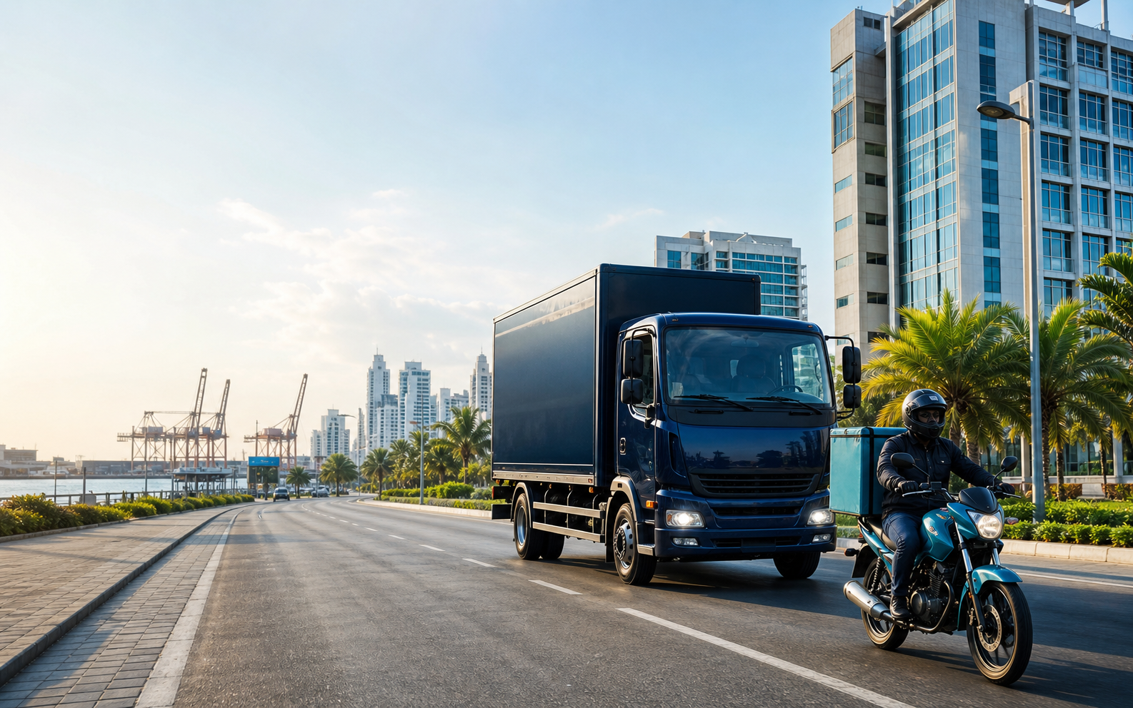 TanzMovers delivery truck and motorcycle courier in Dar es Salaam